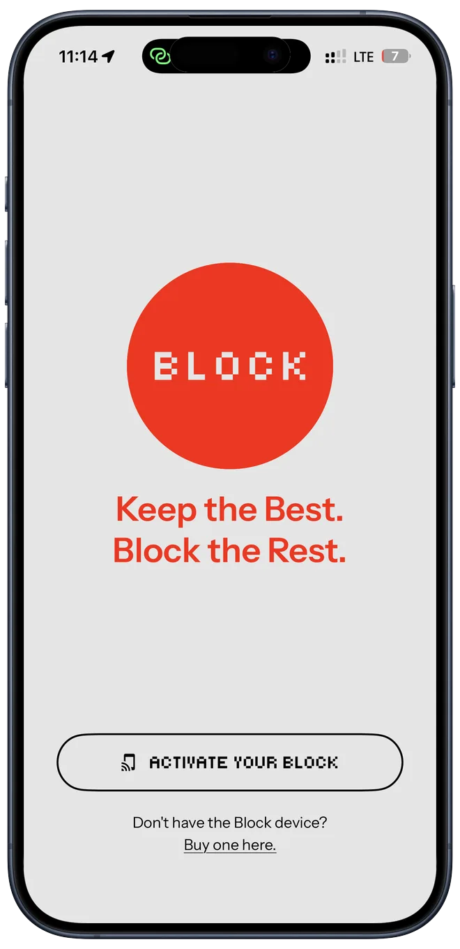 Block activation screen