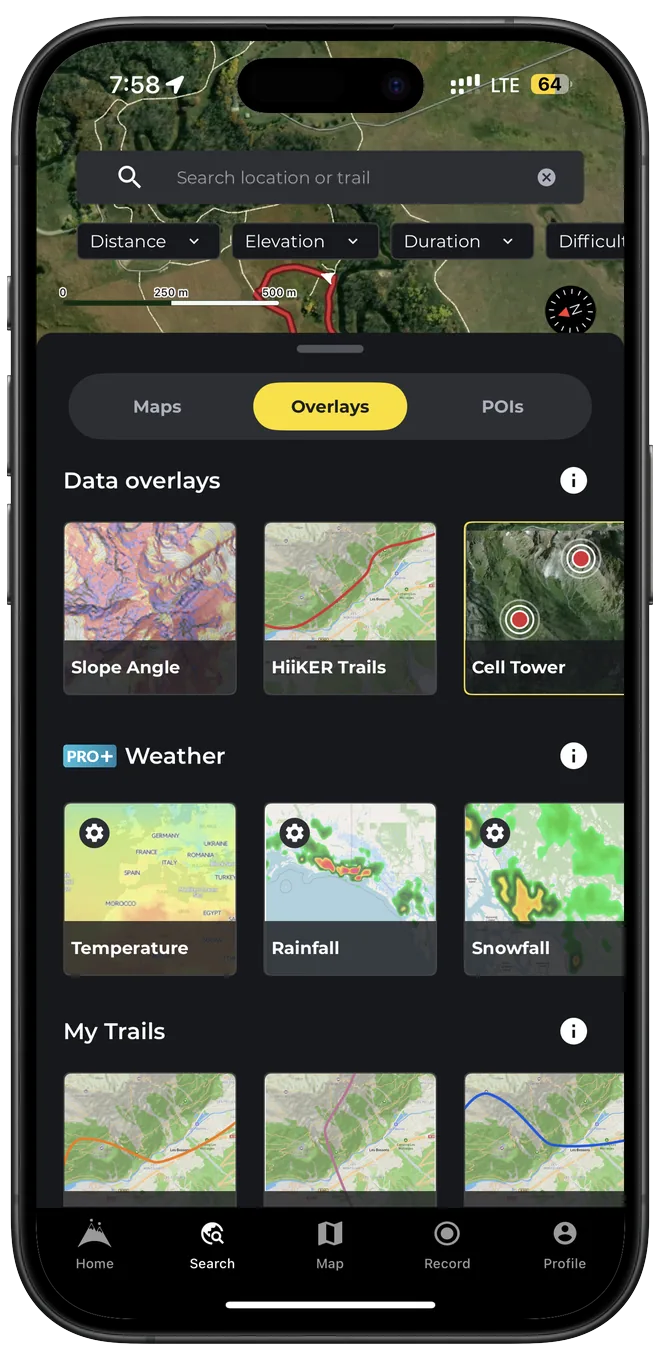 HiiKER map overlays