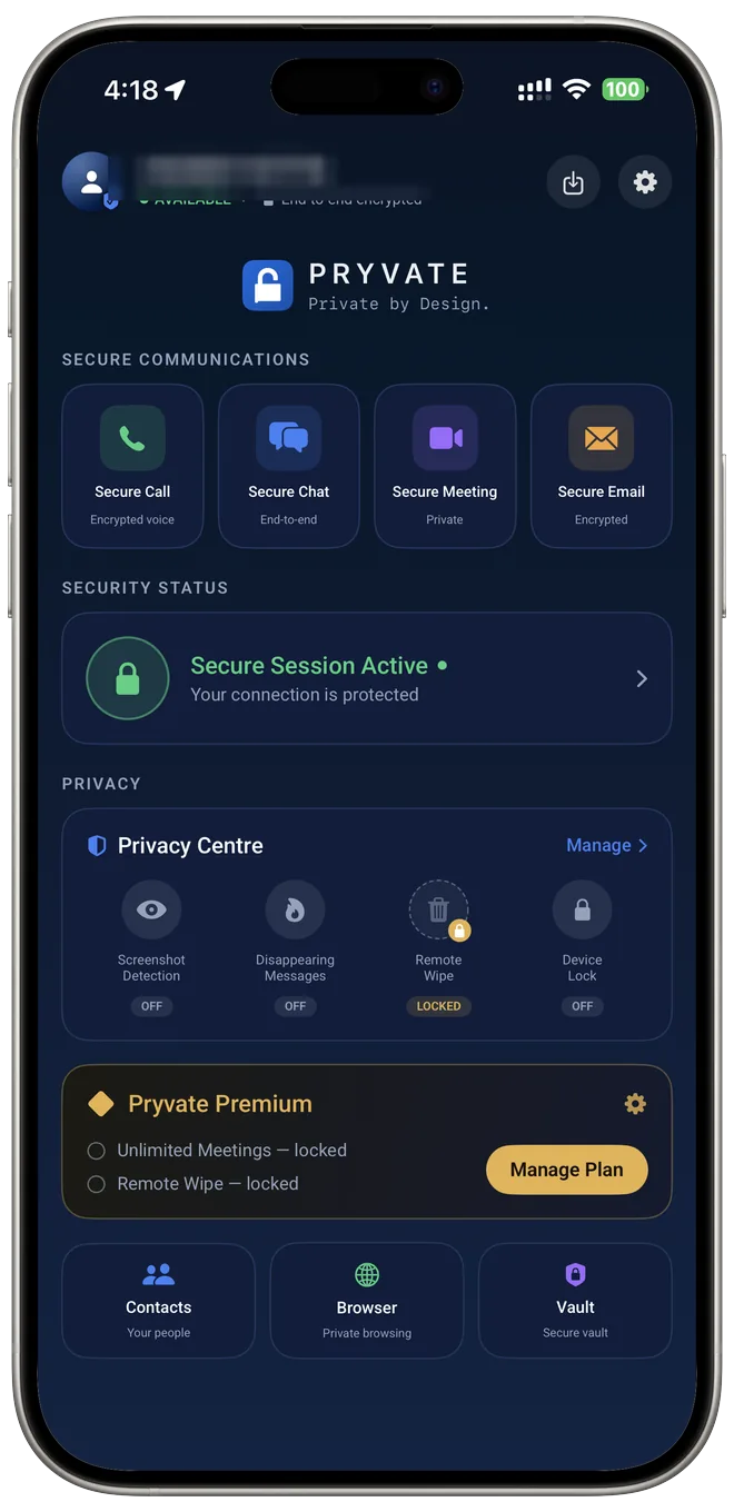 Pryvate privacy centre