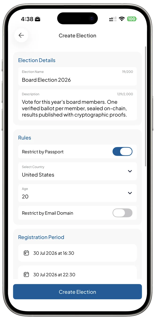 Votari election setup